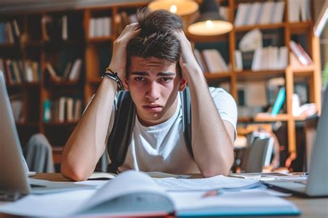 Étudiant stressé devant un examen