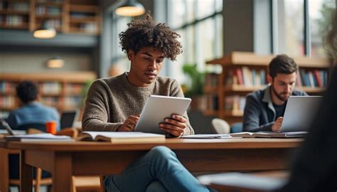 étudiant utilisant un iPad
