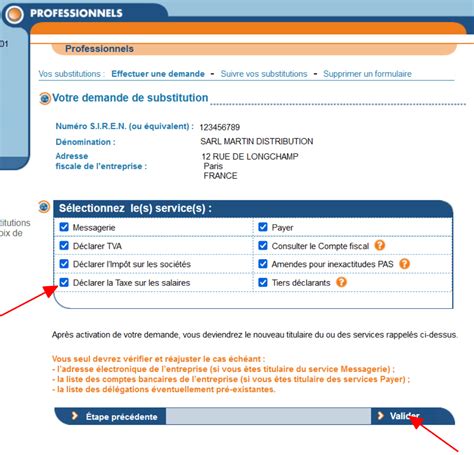 Accès à l'espace professionnel sur le site des impôts