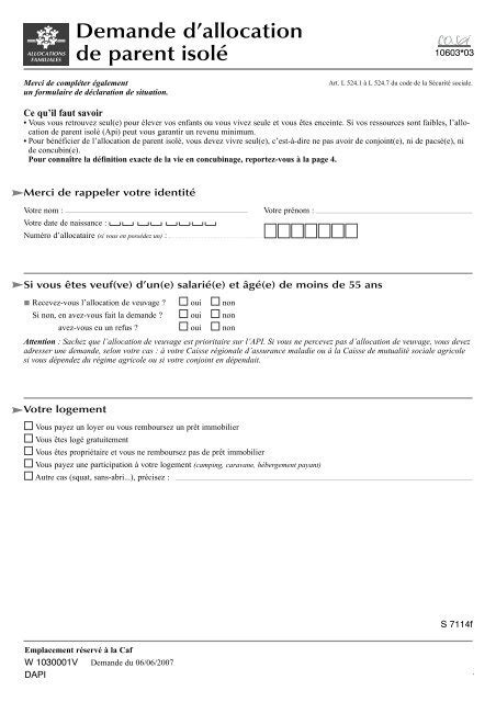 Allocation parent isolé
