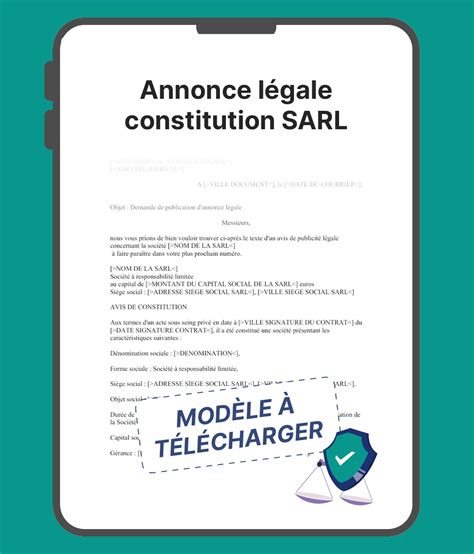 Annonce Légale SARL