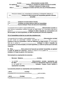 Assemblée Générale Ordinaire SARL