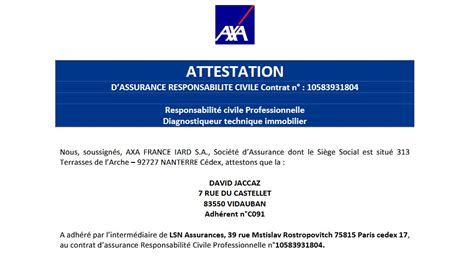Assurance Responsabilité Civile AXA