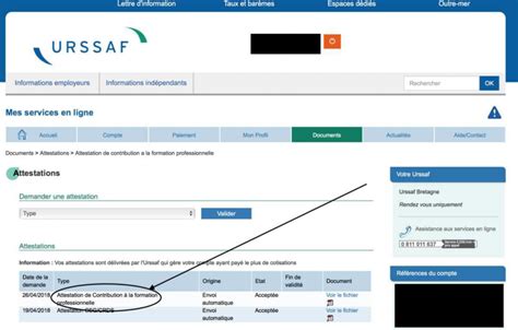 Attestation CFP Urssaf