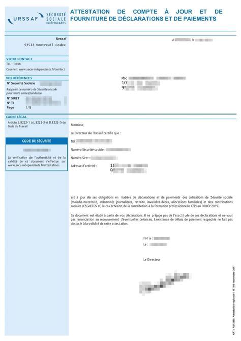Attestation Urssaf Auto-Entrepreneur