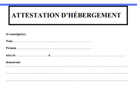 Attestation d'hébergement à titre gratuit