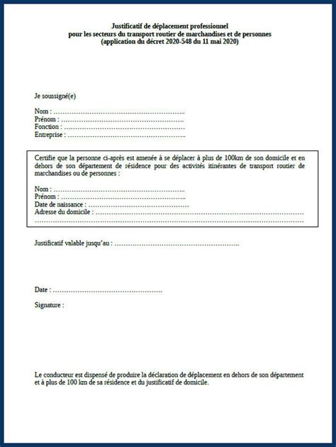 Attestation de Déplacement Auto-Entrepreneur