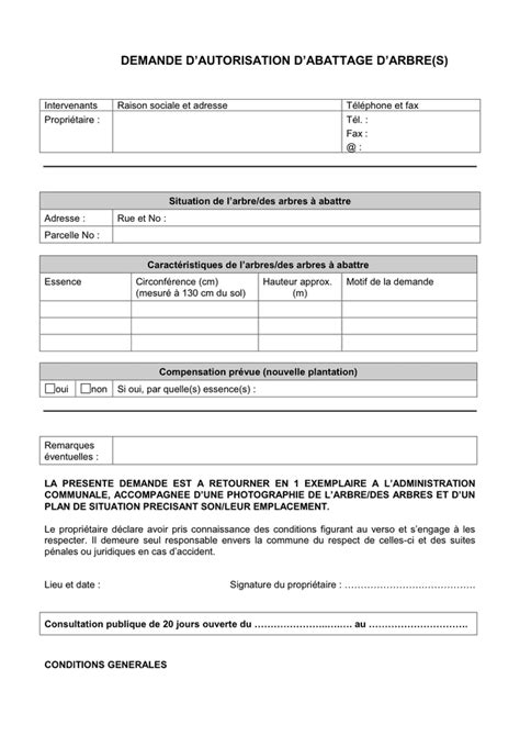 Autorisation abattage arbre