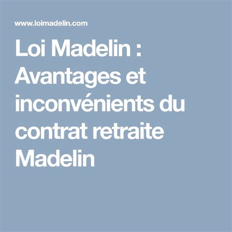 Avantages et Inconvénients Loi Madelin