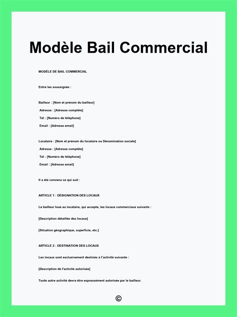 Bail Commercial