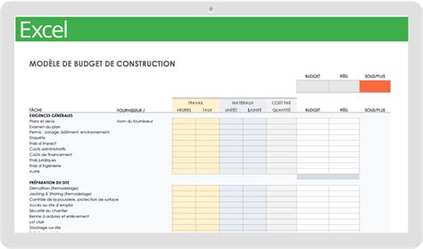 Budget construction maison Excel
