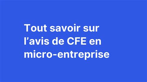 CFE et Micro-Entreprise à Domicile