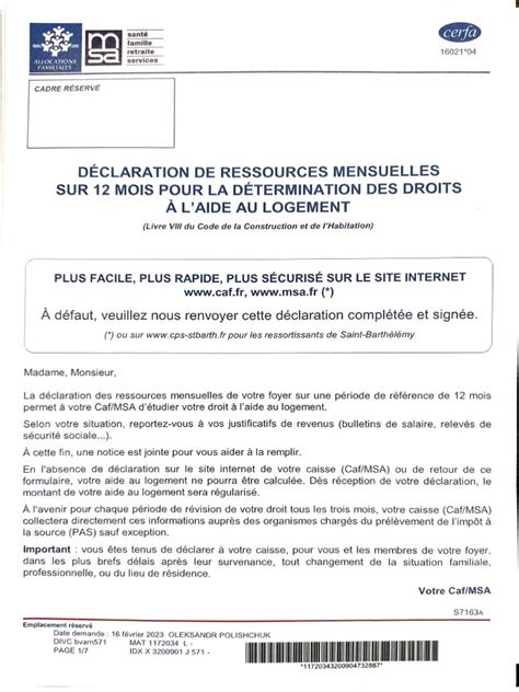 Calcul aide au logement