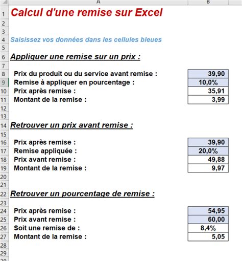 Calcul de la remise commerciale