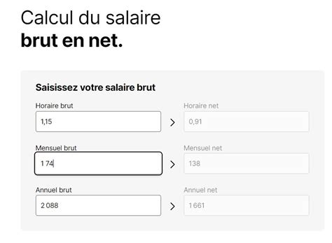 Calcul salaire brut net