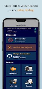 Capture d'écran de l'application EOBD Facile sur smartphone
