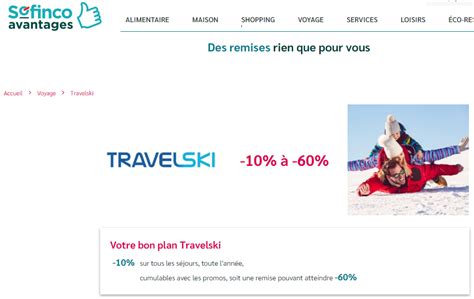 Capture d'écran offre Travelski Sofinco