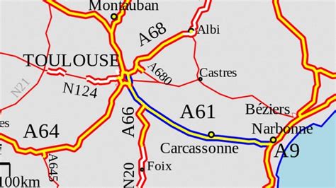 Carte Autoroute A61 France