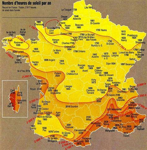 Carte d'ensoleillement de la France