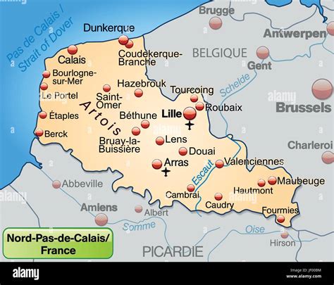 Carte de Calais en France