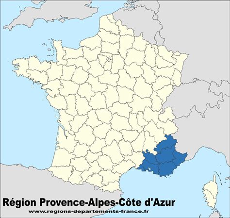 Carte de France avec la région Provence-Alpes-Côte d'Azur en évidence