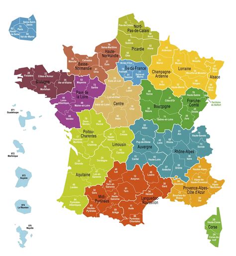 Carte de France avec le Code COG