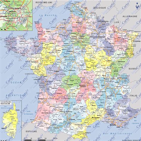 Carte de France avec les codes COG
