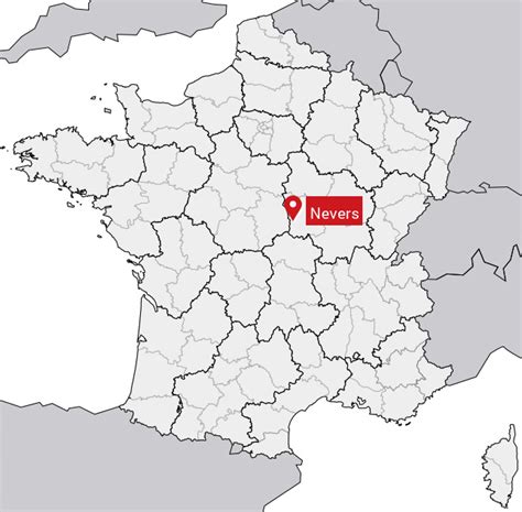 Carte de France avec localisation de Nevers