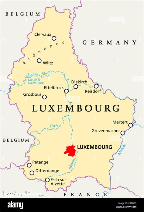 Carte de Luxembourg en Europe