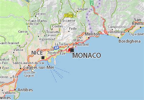 Carte de Monaco et ses environs