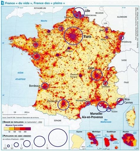 Carte de densité de population en France