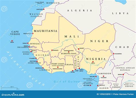 Carte de l'Afrique de l'Ouest