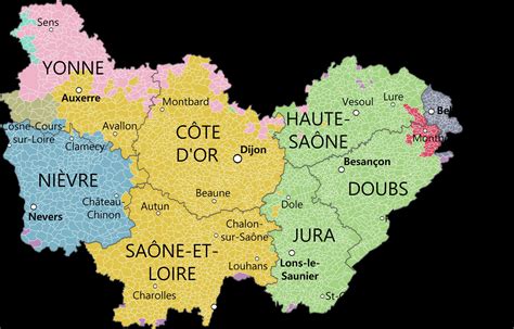 Carte de la Bourgogne-Franche-Comté