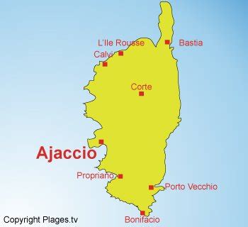 Carte de la Corse avec Ajaccio