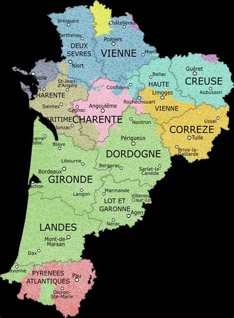 Carte de la Nouvelle-Aquitaine