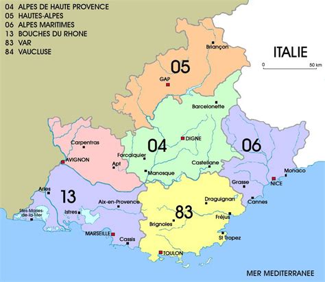 Carte de la Région PACA