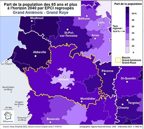 Carte de la part des 65 ans et plus par département
