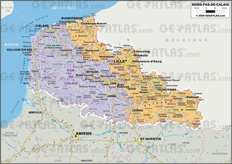 Carte de la région Nord-Pas-de-Calais-Picardie