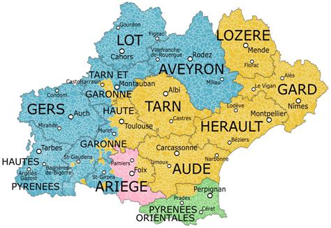 Carte de la région Occitanie