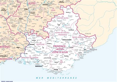 Carte de la région PACA