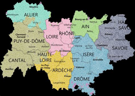 Carte de la région Rhône-Alpes