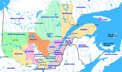 Carte de la région d'Abitibi au Québec
