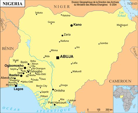 Carte de localisation du Nigeria