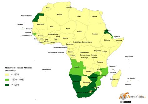 Carte des états membres de l'Union Africaine