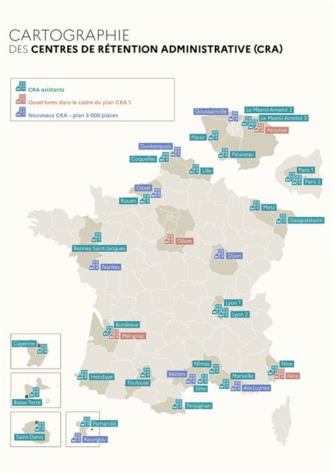 Carte des Centres de rétention administrative en France métropolitaine