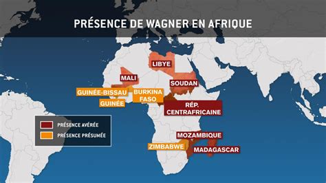 Carte des activités de Wagner en Afrique