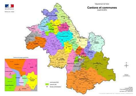 Carte des cantons de l'Isère