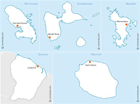 Carte des départements d'Outre-mer