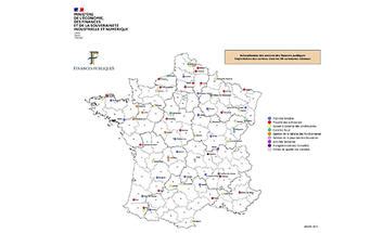 Carte des directions régionales et départementales des finances publiques