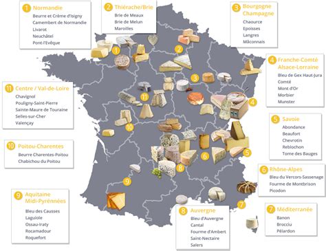 Carte des fromages de France